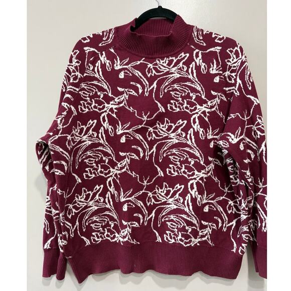 Amour Vert Women’s organic Cotton Burgundy sweater  boho  retro Size L relaxed - Picture 2 of 9